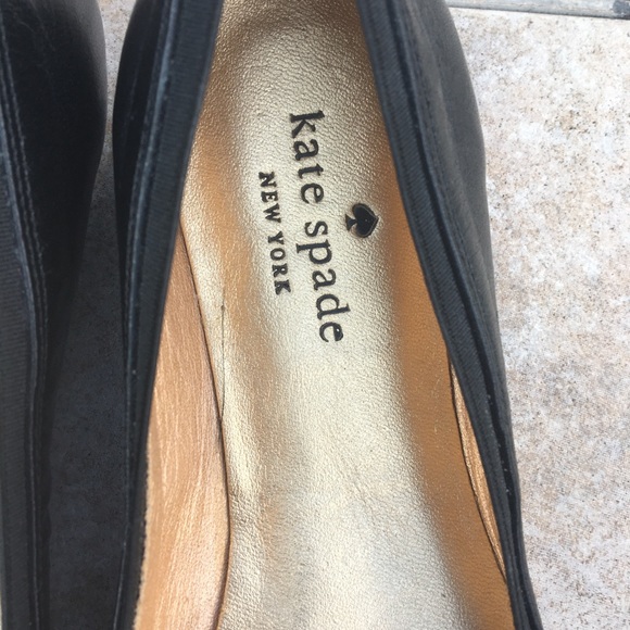 Kate Spade Tock black leather bow ballet flats 7 - Picture 4 of 13